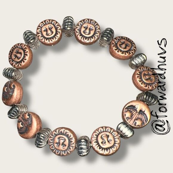 Bundle Sale 3 for $15 | Mixed Metal Bead Stretch Bracelet – Sun Face & Moon Moti - Picture 1 of 6